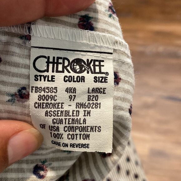 Vintage  80’s Cherokee Striped Floral Button front shirt - Picture 6 of 9